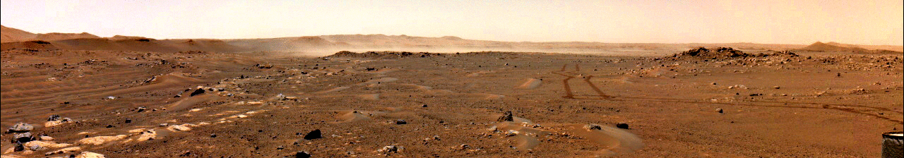 A timelapse of a dust cloud travelling a plain.