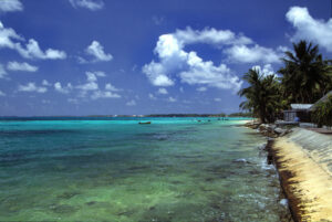 The shore of an island