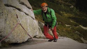 Screenshot from Mammut's 'Marcel Remy - - 94 Years Old and Back to the Summit', Swiss alpinist on Miroir d'Argentine, 5C