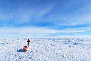 A manhauler crosses the polar plateau.