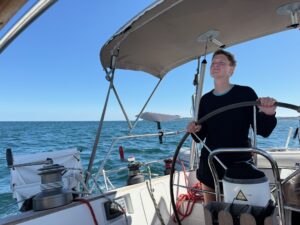 woman on a sailboat
