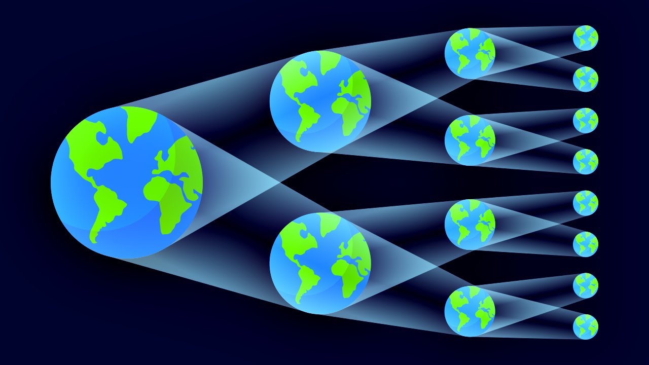 A diagram showing a branching universe.