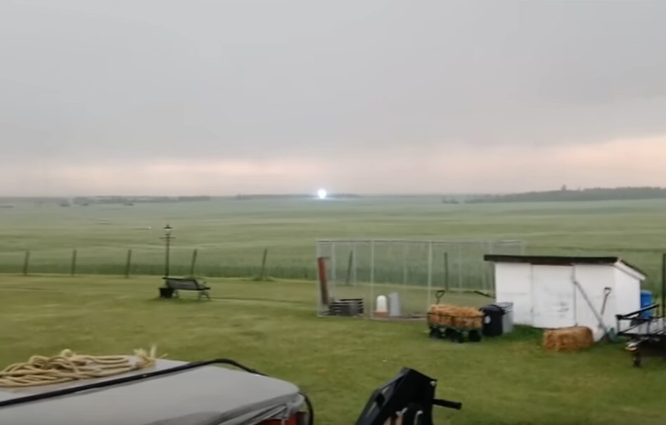 A countryside with ball of light