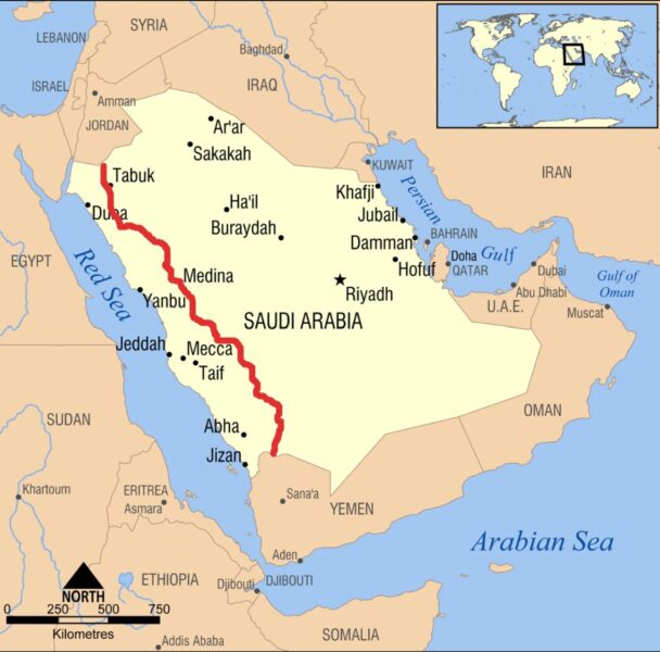 A map showing the full route