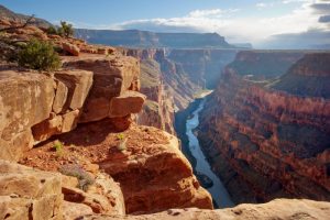 The Grand Canyon at sunrise.