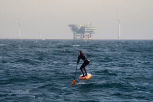 Casper Steinfath on an SUP